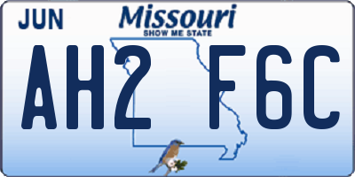 MO license plate AH2F6C