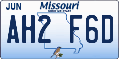 MO license plate AH2F6D