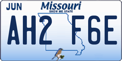 MO license plate AH2F6E