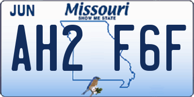 MO license plate AH2F6F