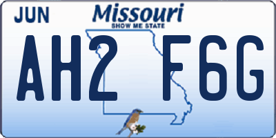 MO license plate AH2F6G