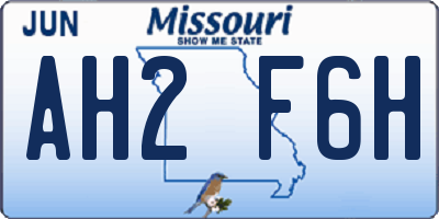 MO license plate AH2F6H