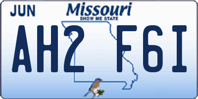 MO license plate AH2F6I