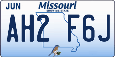 MO license plate AH2F6J