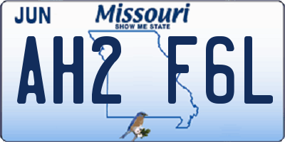 MO license plate AH2F6L