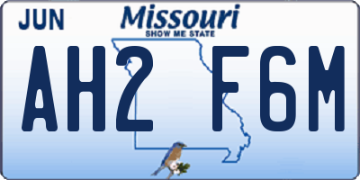 MO license plate AH2F6M