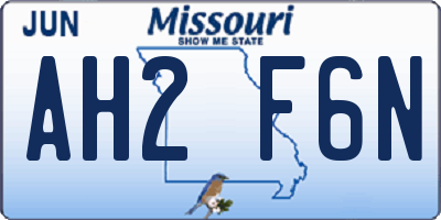 MO license plate AH2F6N