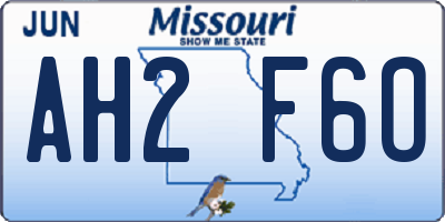 MO license plate AH2F6O