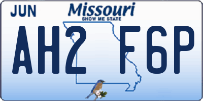 MO license plate AH2F6P