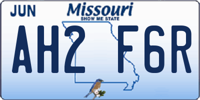 MO license plate AH2F6R