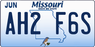 MO license plate AH2F6S