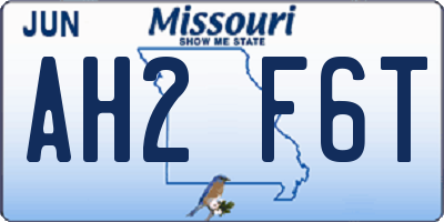 MO license plate AH2F6T