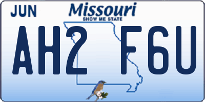 MO license plate AH2F6U