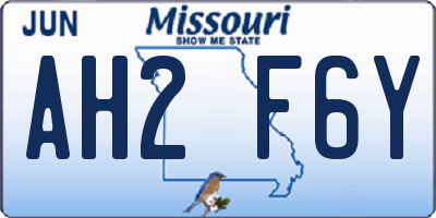 MO license plate AH2F6Y