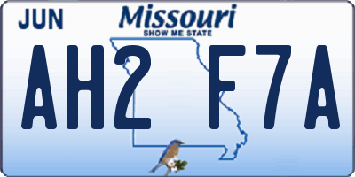 MO license plate AH2F7A