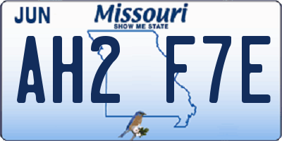 MO license plate AH2F7E