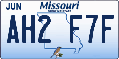 MO license plate AH2F7F