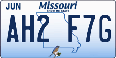 MO license plate AH2F7G