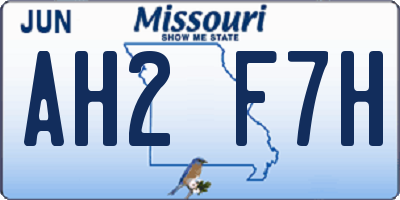 MO license plate AH2F7H