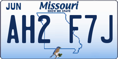 MO license plate AH2F7J