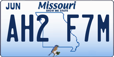 MO license plate AH2F7M