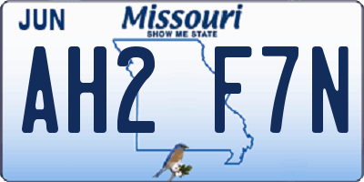 MO license plate AH2F7N