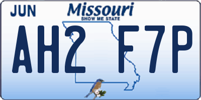 MO license plate AH2F7P