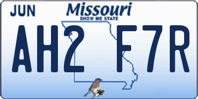 MO license plate AH2F7R