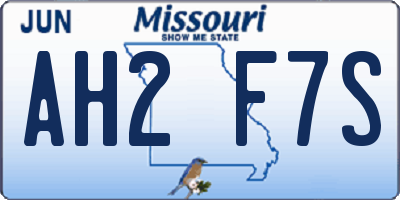 MO license plate AH2F7S