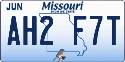 MO license plate AH2F7T