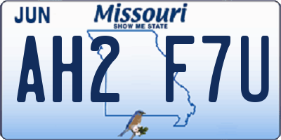 MO license plate AH2F7U