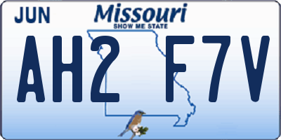 MO license plate AH2F7V