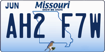 MO license plate AH2F7W