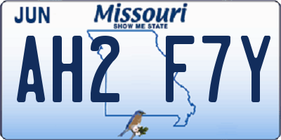 MO license plate AH2F7Y