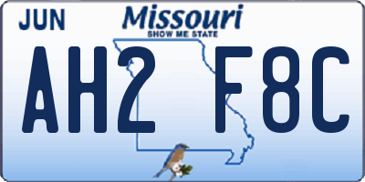 MO license plate AH2F8C