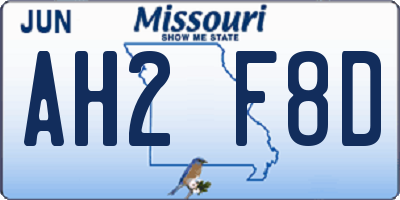 MO license plate AH2F8D