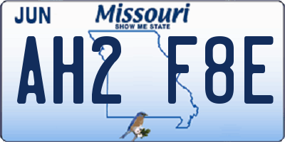 MO license plate AH2F8E