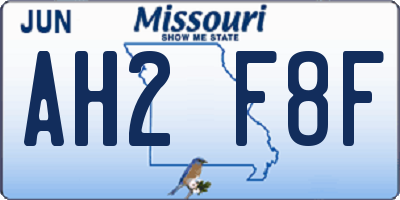 MO license plate AH2F8F