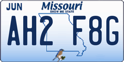 MO license plate AH2F8G