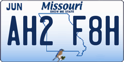 MO license plate AH2F8H