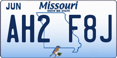 MO license plate AH2F8J