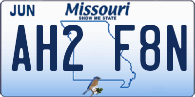 MO license plate AH2F8N