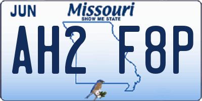 MO license plate AH2F8P