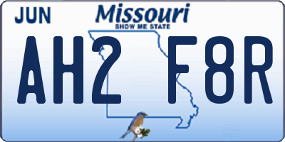 MO license plate AH2F8R