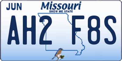 MO license plate AH2F8S