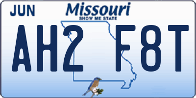 MO license plate AH2F8T