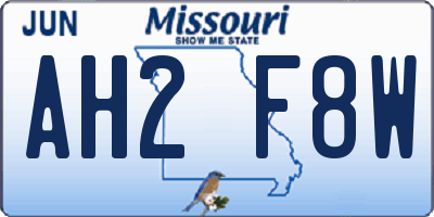 MO license plate AH2F8W