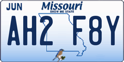 MO license plate AH2F8Y