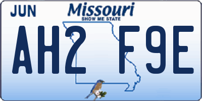 MO license plate AH2F9E