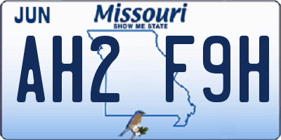 MO license plate AH2F9H